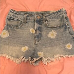 Denim Shorts with Daisy Print